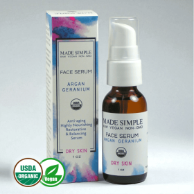 Organic Vegan Argan Geranium FACE SERUM for Dry Skin